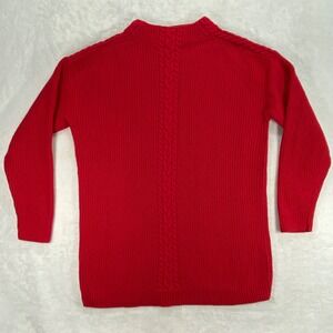 Talbots Mock Neck Sweater Cable Knit Pullover Lambswool Blend Red Size M‎
